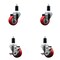 Service Caster 3'' Red Poly Wheel Swivel 1-3/8'' Expanding Stem Caster Set 2 Brakes, 4PK SCC-EX20S314-PPUB-RED-2-TLB-2-138 - alternate 1